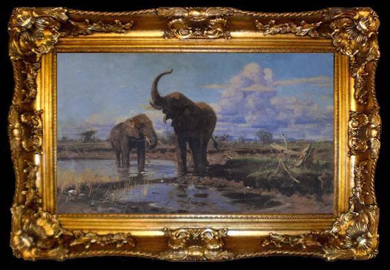 framed  unknow artist Elephant, ta009-2
